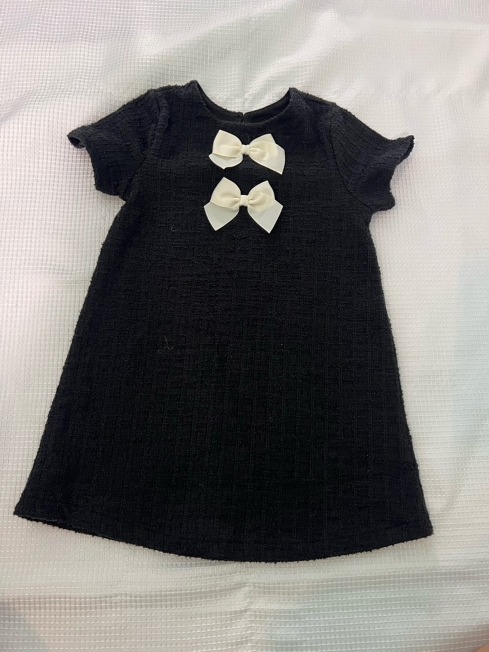 H&M Tweed Black White Bow Dress Girly Size 3/4T
